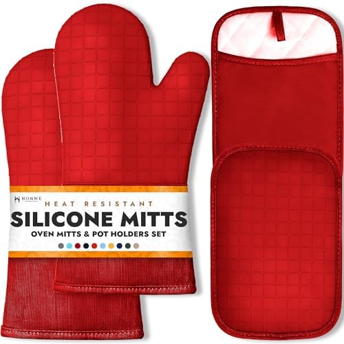 HOMWE Silicone Oven Mitts and Pot Holders by HOMWE