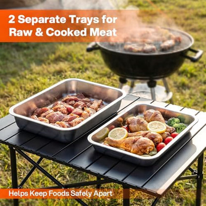 FOOGWEE 6-in-1 Grill Tray and Carry System, Stainless Steel Grill Carry System - Image 2