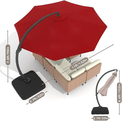 ENSTVER 11FT All Aluminum Cantilever Patio Umbrella - Image 8