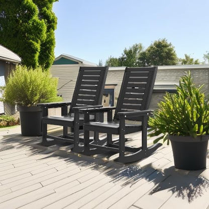 GREENVINES Oversized Outdoor Rocking Chairs Set of 2, HDPE Rocker - Image 5