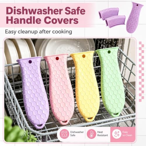 6Pcs Cast Iron Handle Cover, Silicone Pot Holders - Image 7