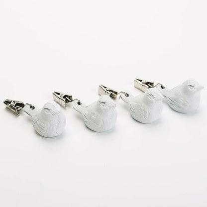 Sungmor Cast Iron Heavyweight Tablecloth Weights - 4 Pack Lovely & Beautiful White Bird Pendent Clips Weights Kit - Heavy Duty Table Cloth Cover Clamps for Home Garden Party Wedding Camping Picnic