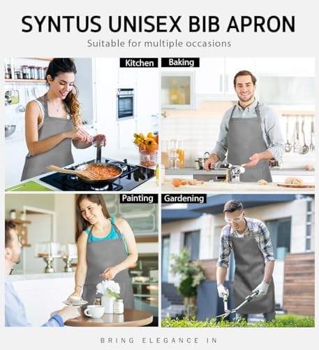Syntus Apron for Men Women, Adjustable Cooking Kitchen Apron - Image 5