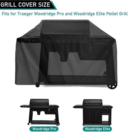 ZJYWSCH Grill Cover for Traeger Woodridge Pro & Woodridge Elite Wood Pellet Grill Smoker Outdoor Waterproof for Traeger TFB97JLH TFC97XLH Full Length Cover BAC776 Heavy Duty