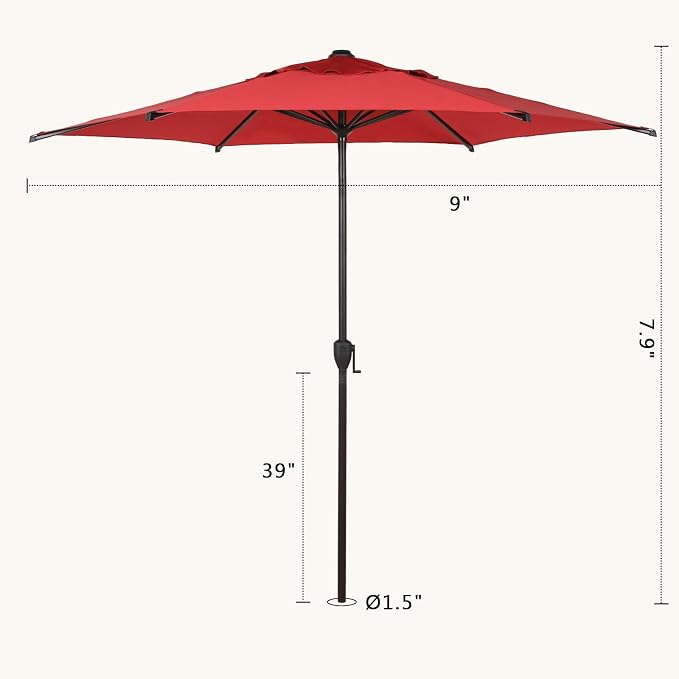 Abba Patio 9FT Lyon Outdoor Patio Umbrella Outdoor Table Umbrella - Image 7