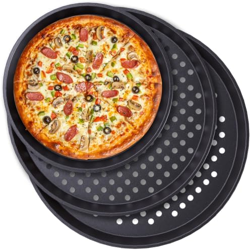 Zihvfzu 3 Pack Perforated Pizza Pans, 9/11/12 Inch Non-Stick Baking Trays by Unknown