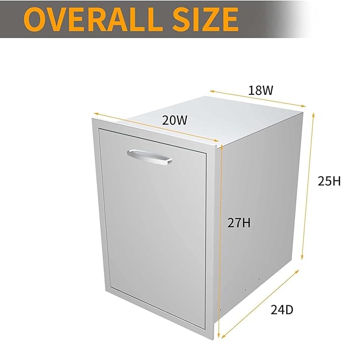 Outdoor Kitchen Drawers, Flush Mount Triple Access BBQ Drawers With Stainless Steel Handle, BBQ Island For BBQ Island Patio Grill Station,Trash Drawer