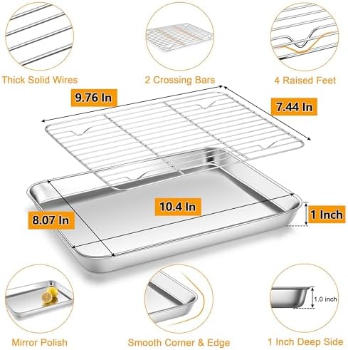 Homikit 10x8 Inch Small Stainless Steel Baking Sheet - Image 2