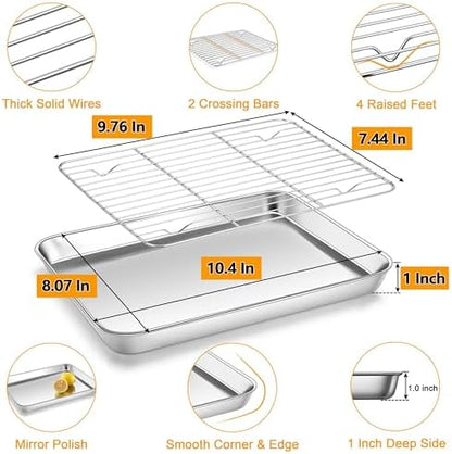 Homikit 10x8 Inch Small Stainless Steel Baking Sheet - Image 2