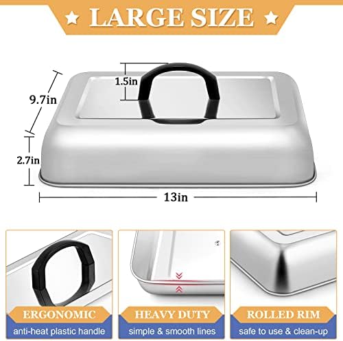 Rectangle Cheese Melting Dome, HaSteeL Stainless Steel Basting Cover - Image 2