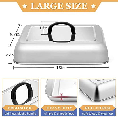 Rectangle Cheese Melting Dome, HaSteeL Stainless Steel Basting Cover - Image 2
