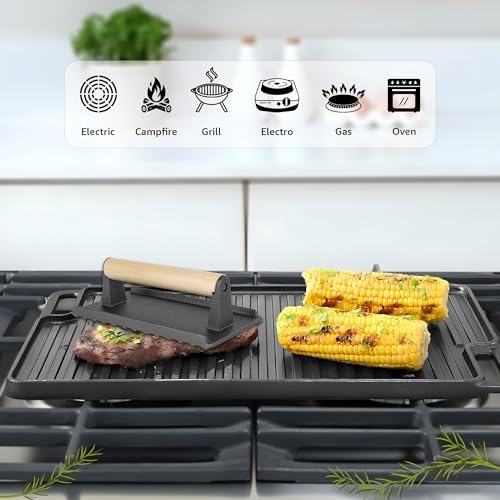 HeroFiber Cast Iron Reversible Grill/Griddle Set - Image 5