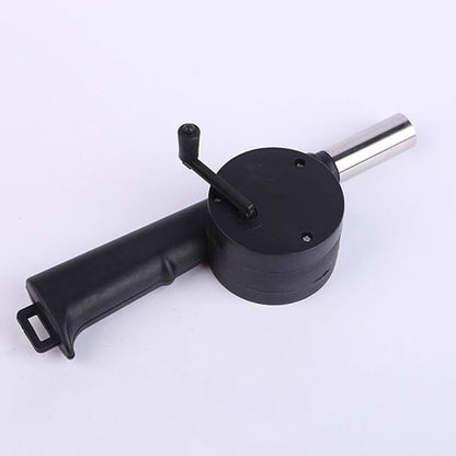 Manual Bbq Air Blower Hand Crank Fan Portable Campfire Bellows for Outdoor Grilling and Camping Fire Pits Black Metal Handheld Grill Accessory