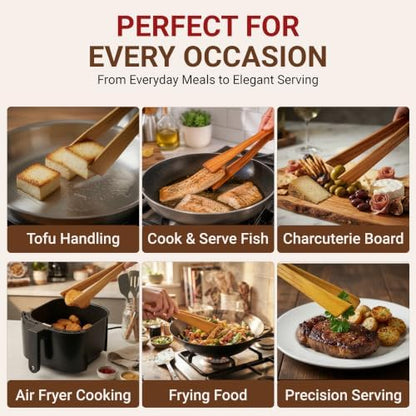 Air Teak Tongs Premium Teakwood Kitchen Tongs – Fold-Flat Wooden Cooking Tongs - Image 5