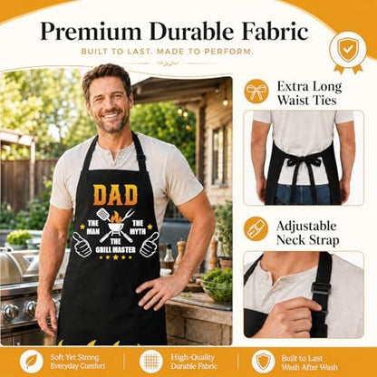 Dad Apron for Men, Apron with Pockets, Gifts for Father's Day Birthday Christmas - Image 3