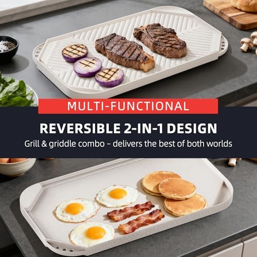 Caannasweis nonstick grill pan for stove top Reversible Griddle 19.5" x 11" - Image 4