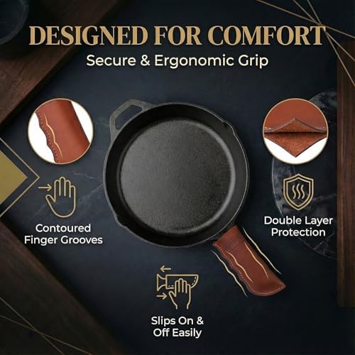 Leather Cast Iron Skillet Handle Cover, Pan Sleeve, Made in Georgia - Image 5