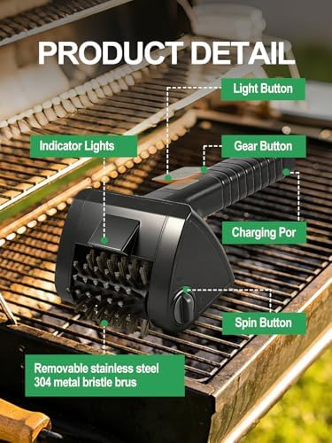 Electric Grill Brush, Cordless Rechargeable BBQ Cleaner - Image 3