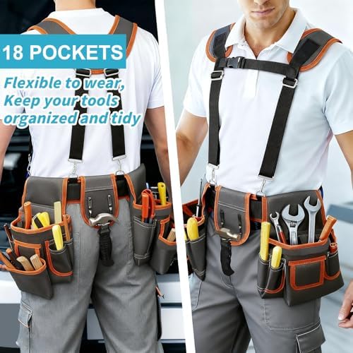 Tool Belt，Tool Belts for Men，Electrician/Carpenter Tool Belt Suspenders，Comes - Image 7
