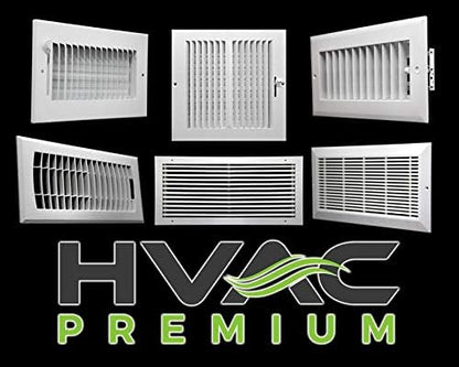 12"w X 4"h Adjustable AIR Supply Diffuser - HVAC Vent Cover Sidewall or Ceiling - Grille Register - High Airflow - White [Outer Dimensions: 13.75"w X 5.75"h]