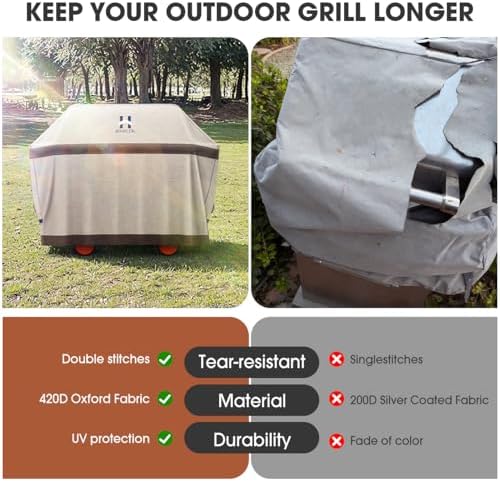 HAMLER Grill Cover 52 Inch, Heavy Duty Waterproof BBQ Covers, Gas Grill Covers - Image 5