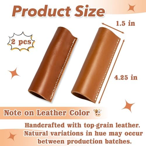 2 Pcs Full Grain Leather Handle Covers - Image 2