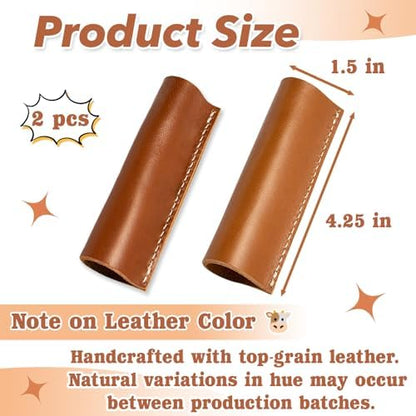 2 Pcs Full Grain Leather Handle Covers - Image 2