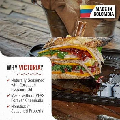 Victoria Rectangular Cast Iron Griddle. Double Burner Griddle, Reversible - Image 3