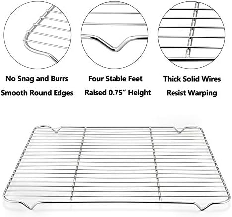 Baking Cooling Rack Set of 2, E-far 16.5"x11.5" Stainless Steel Metal Roasting - Image 3