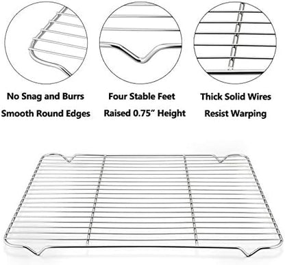 Baking Cooling Rack Set of 2, E-far 16.5"x11.5" Stainless Steel Metal Roasting - Image 3