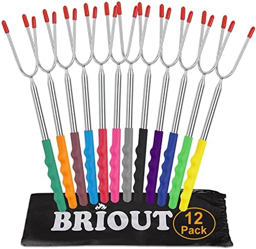 Briout Marshmallow Roasting Sticks 12 Colors Extra Long 45'' Stainless by Briout