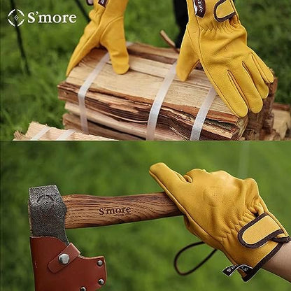 S'more Leather Work Gloves for Men & Women, Cowhide Working Gloves - Image 5