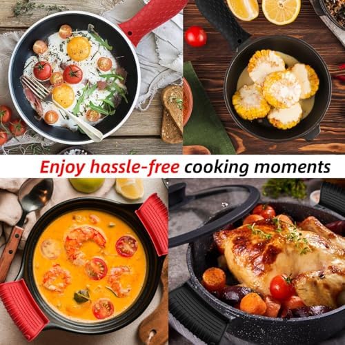 4 Pack Silicone Hot Handle Holder Cover Cast Iron Handle Cover Silicone Pot - Image 6