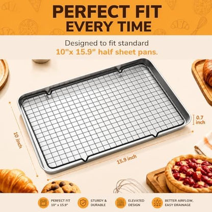 5PCS Cooling Racks for Cooking and Baking 10" x 16", Heavy Duty Metal Wire Rack - Image 3