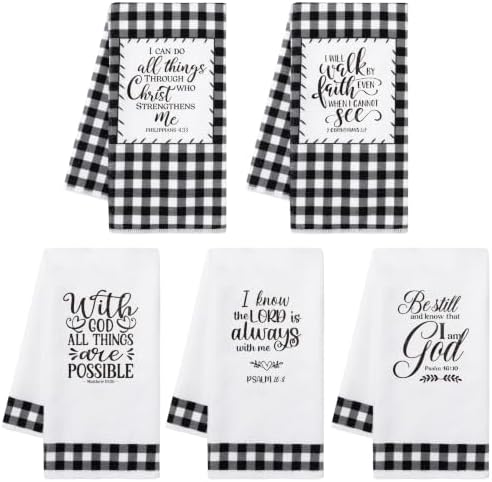 R HORSE 5 Pack Religious Christian Kitchen Dish Towels by RHORSE