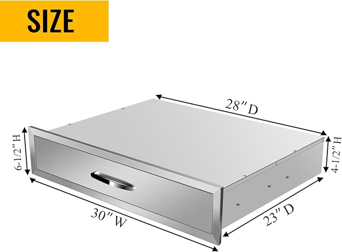 Pull Out Trash Drawer, Lower Sliding Rails Stainless Steel Roll Out Trash Bin Pull Out Tray With Handle For Outdoor Kitchen BBQ Island Grill Station,Single Drawer