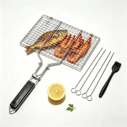 Fish Grilling Basket, Stainless Steel Fish Grill Basket, by Unknown