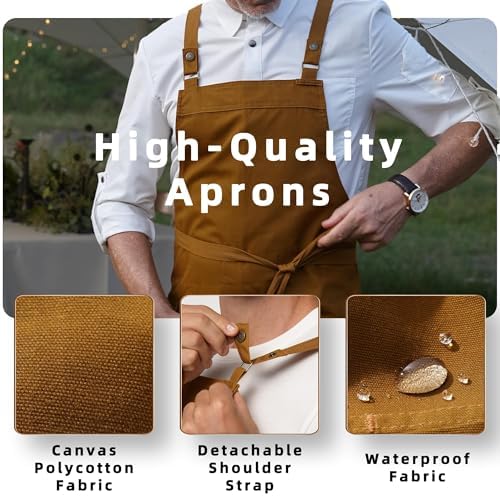 Cross Back Apron for Men Chef Pockets 4251JX - Image 3