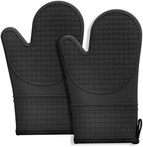 Silicone Oven Mitts, Heat Resistant 500F Kitchen Mitts 2PCS, 11.6" BPA-Free by Hovico