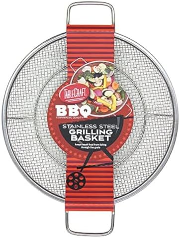 TableCraft BBQ Stainless Steel Cast Iron 16-Inch Round Grilling Basket by TableCraft
