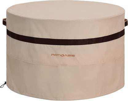 Round Patio Fire Bowl Cover, Outdoor Fire Pit Cover Waterproof Heavy Duty Gas Firepit Table Covers with Air Vent and Handle, 44" D x 24" H
