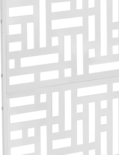 Privacy Screen, 35.4" W x 74.4" H Metal Outdoor Decorative Privacy Screen Outdoor Freestanding Divider with Stand Black for Patio Garden Balcony Backyard