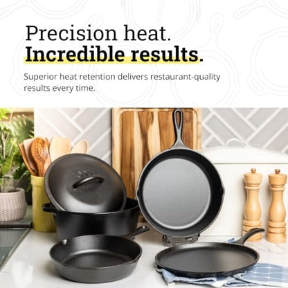 Lodge Cast Iron 5-Piece Set, PFAS-Free Pre-Seasoned Kitchen Set - Image 5