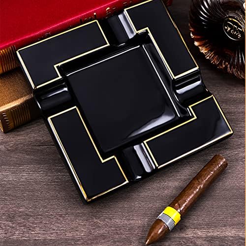 Cigar Ashtray Large Ceramic Cigarettes Ash Tray Black Cigars Ashtrays - Image 2