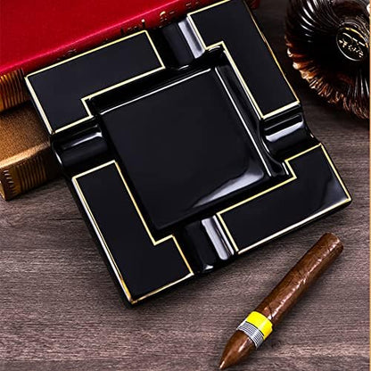 Cigar Ashtray Large Ceramic Cigarettes Ash Tray Black Cigars Ashtrays - Image 2