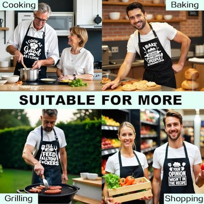 Funny Aprons for Women Men, Adjustable Black Grilling Cooking Baking Apron - Image 6