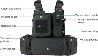 YAKEDA Tactical Outdoor Training Vest - Molle Vest With Multi-Functional Pouches For Training, Hunting & Hiking