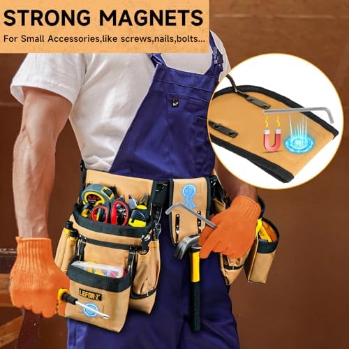 LEFOR·Z Tool Belt with 4 D-Rings, 27-Pockets Tool Belts - Image 4