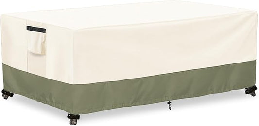 Outdoor Coffee Table Cover 36 W x 24 D x 16 H Inches,600D Heavy Duty Waterproof Outdoor Table Cover,Patio Rectangle Table Covers,Beige