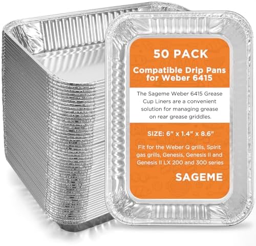 50 Pack Weber Grills Compatible Drip Pans 6415 by Sageme